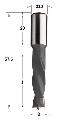308.090.11 Wiertło HW NP D=9I=30 L=57,5 S=10x20 RH