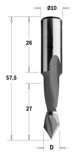 313.060.11 Wiertło HW P D=6I=27 L=57,5 S=10x26 RH