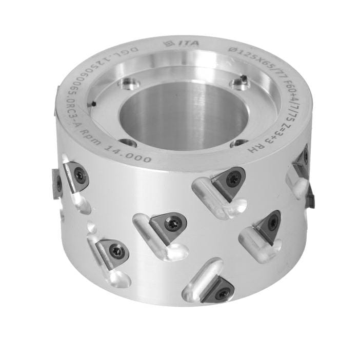 DGL Głowica DIA D=125 I=65/77 F=60+4/7/75 Z=3+3 (18) a35° H=3 RH podfr.górne 90x8 / dolne 90x21,5