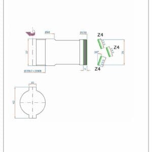 DGM Głowica DIA D=150 I=35 d=35+2CHZ=4+4+4 (Z12) H5,0 a20° RH bez podfrez.