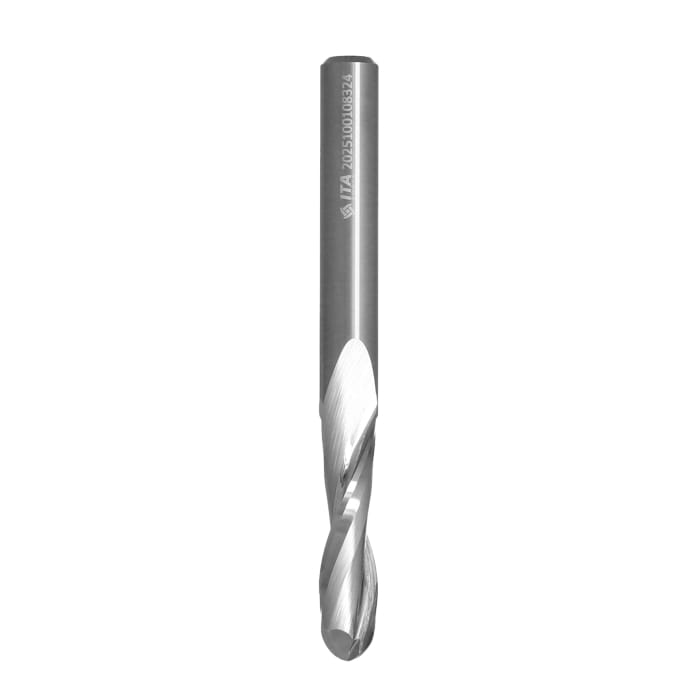 FrezVHM Z2 D=6,35 I=25,4 L=63,5 S=6,35 RH wyk. kulisty R=3,175 aluminium i tworzywa sztuczne