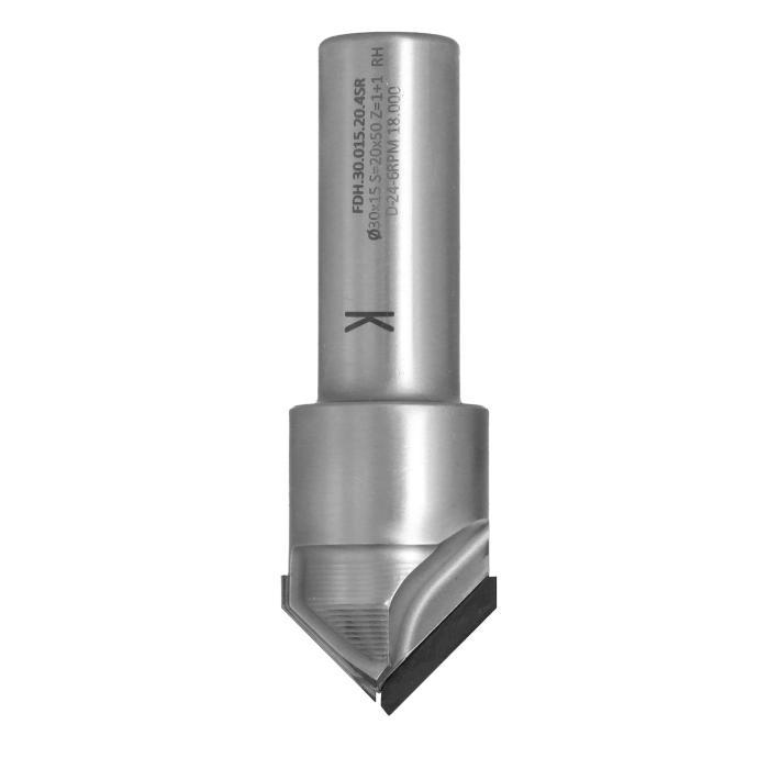 Frez diamentowy PCD Z1+1 D30 I15 S20 a45° do fazowania krawędzi ITA TOOLS FDH.30.015.20.4SR - obrazek 3