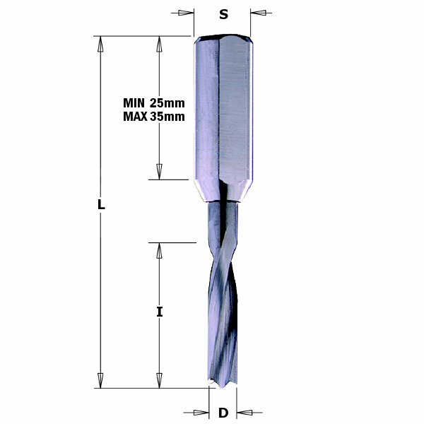 Wiertło nieprzelotowe pełnowęglikowe VHM krótkie D6,35 I22 L57,5 S10x25 RH CMT Orange Tools 310.064.21