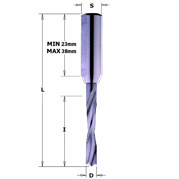 Wiertło nieprzelotowe pełnowęglikowe VHM długie D2 I12 L70 S10x38 RH CMT Orange Tools 311.020.21
