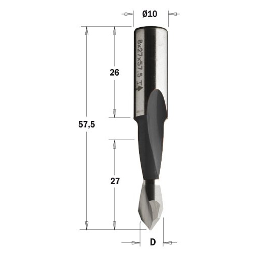 Wiertło przelotowe XTreme HM krótkie D5 I27 L57,5 S10x26 RH CMT Orange Tools 313.050.41