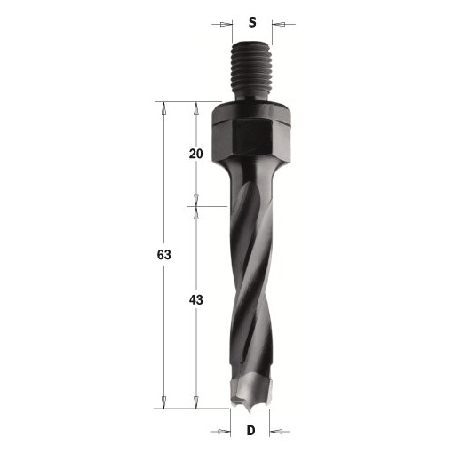 Wiertło nieprzelotowe HM z chwytem gwintowanym D5 I43 LB63 M8 LH CMT Orange Tools 344.050.12